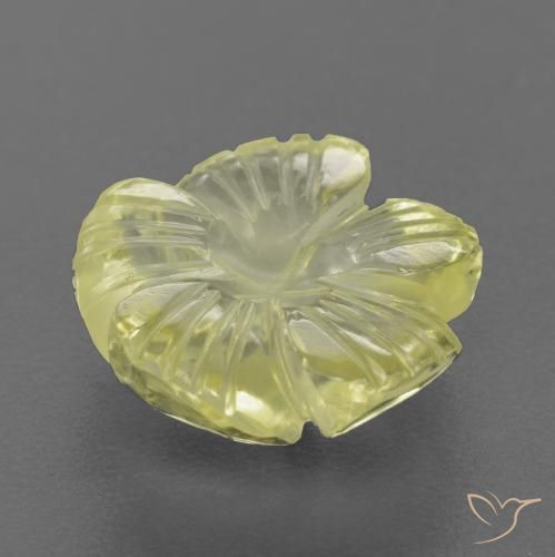 Cuarzo Amarillo medio natural de 4.58 ct, Corte Flor, Transparente