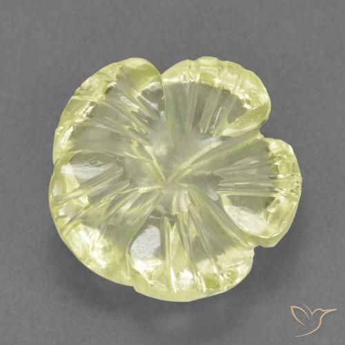 Cuarzo Amarillo claro natural de 4.66 ct, Corte Flor, Transparente