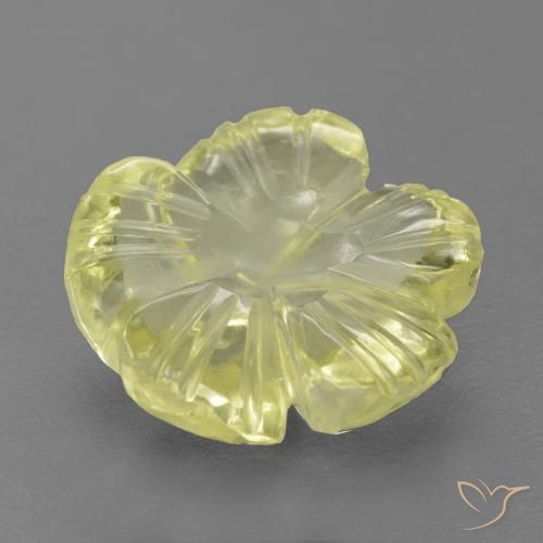 Cuarzo Amarillo medio natural de 4.02 ct, Corte Flor, Transparente