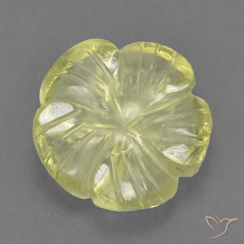Cuarzo Amarillo medio natural de 4.40 ct, Corte Flor, Transparente
