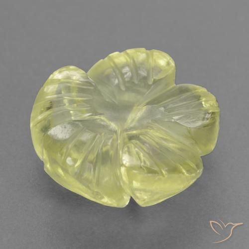 Cuarzo Amarillo medio natural de 4.40 ct, Corte Flor, Transparente