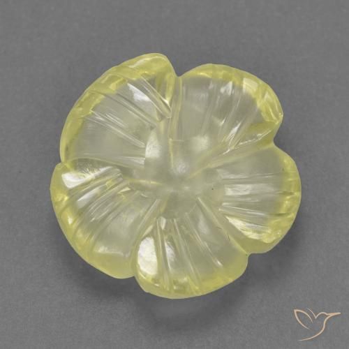 Cuarzo Amarillo claro medio natural de 4.30 ct, Corte Flor, Transparente