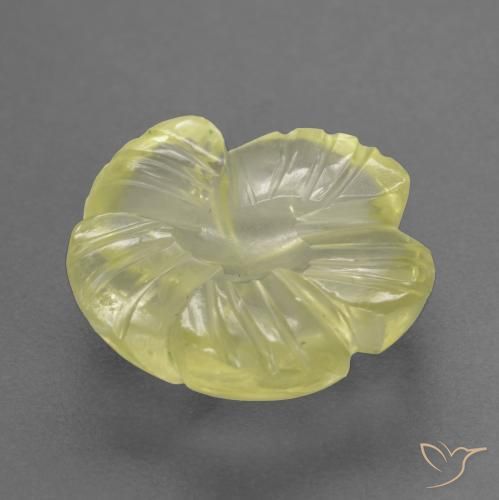 Cuarzo Amarillo claro medio natural de 4.30 ct, Corte Flor, Transparente