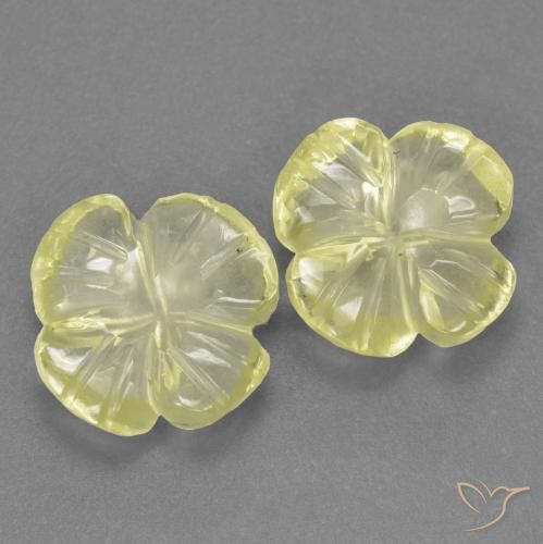 Gemas de Cuarzo Amarillo limón natural de 3.53 ct, Corte Flor, Transparente