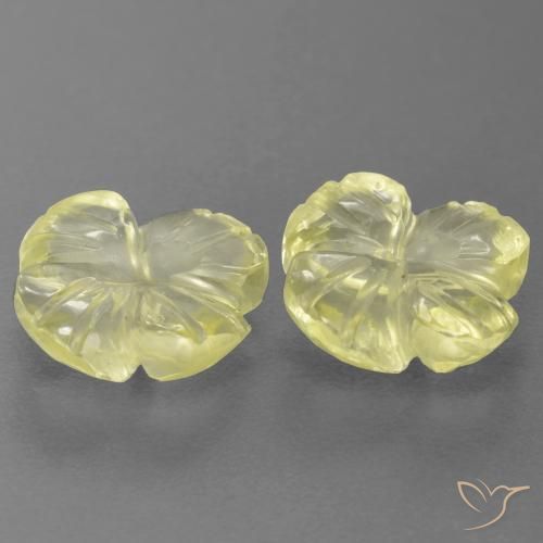 Gemas de Cuarzo Amarillo limón natural de 3.53 ct, Corte Flor, Transparente