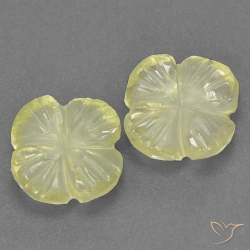Gemas de Cuarzo Amarillo claro medio natural de 2.64 ct, Corte Flor, Transparente