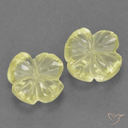 Gemas de Cuarzo Amarillo limón natural de 2.50 ct, Corte Flor, Transparente
