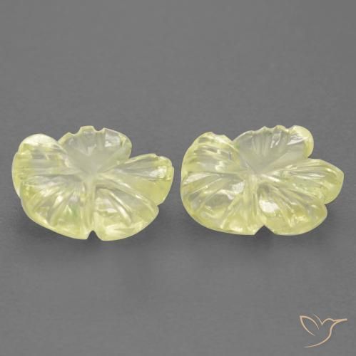 Gemas de Cuarzo Amarillo claro medio natural de 2.03 ct, Corte Flor, Transparente