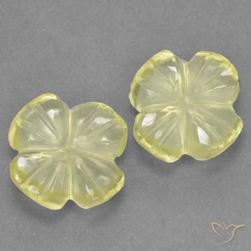 Gemas de Cuarzo Amarillo limón natural de 2.43 ct, Corte Flor, Transparente