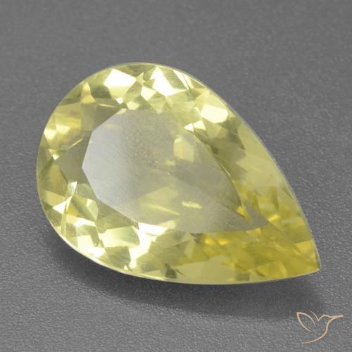 Cuarzo Amarillo claro natural de 11.04 ct, En forma de pera, VS