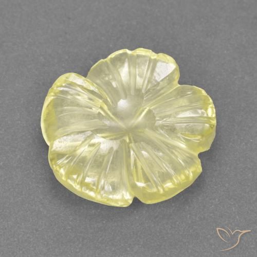 3.42ct Natural Amarillo pálido Cuarzo, Corte Flor, Transparente