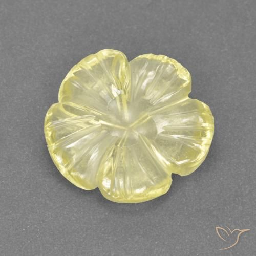 Cuarzo Amarillo pálido natural de 3.42 ct, Corte Flor, Transparente