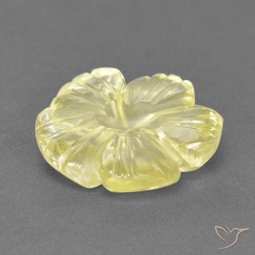 Cuarzo Amarillo pálido natural de 3.42 ct, Corte Flor, Transparente
