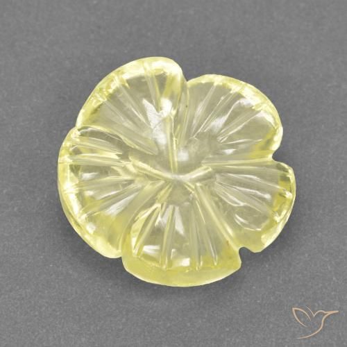 Cuarzo Amarillo claro medio natural de 4.16 ct, Corte Flor, Transparente