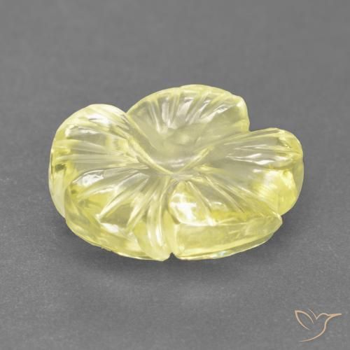 Cuarzo Amarillo claro medio natural de 4.16 ct, Corte Flor, Transparente