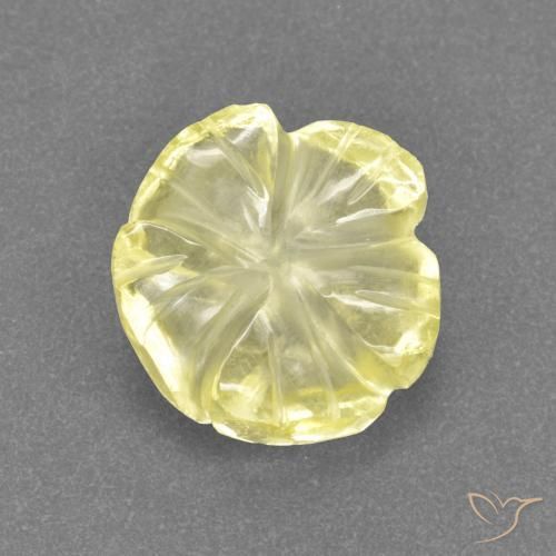 Cuarzo Amarillo medio natural de 2.81 ct, Corte Flor, Transparente