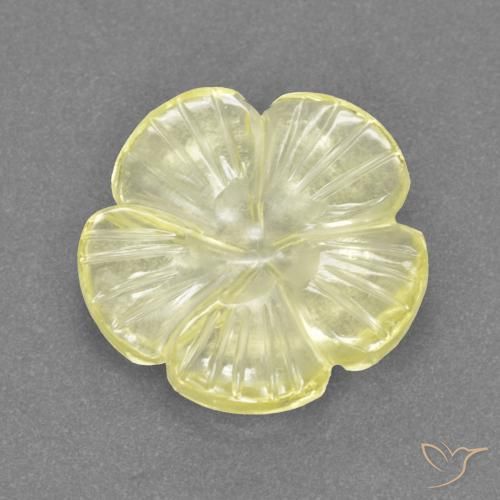 Cuarzo Amarillo claro medio natural de 3.40 ct, Corte Flor, Transparente