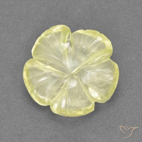 Cuarzo Amarillo claro medio natural de 3.23 ct, Corte Flor, Transparente