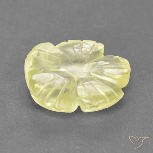 Cuarzo Amarillo claro medio natural de 3.23 ct, Corte Flor, Transparente