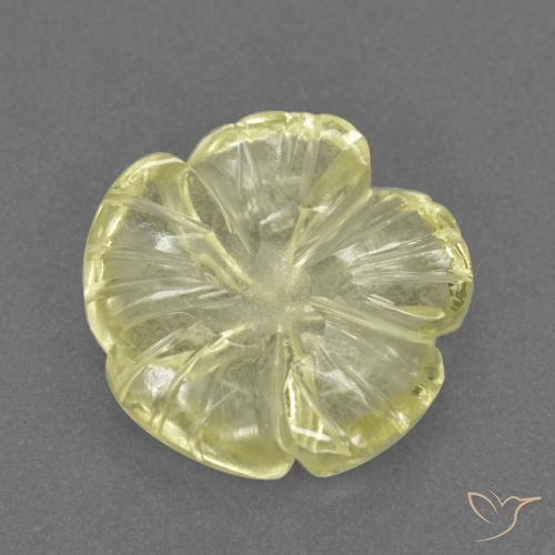 Cuarzo Amarillo claro medio natural de 2.52 ct, Corte Flor, Transparente