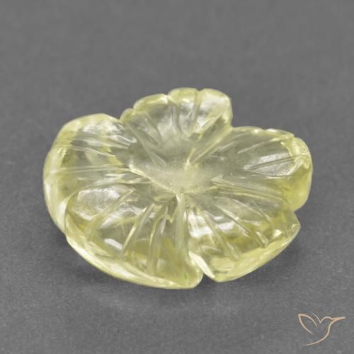 Cuarzo Amarillo claro medio natural de 2.52 ct, Corte Flor, Transparente