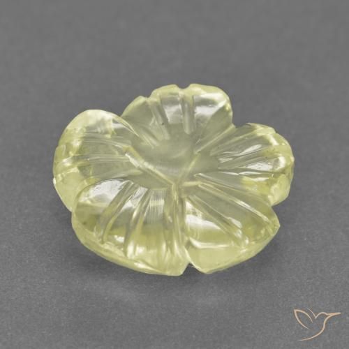 Cuarzo Amarillo claro medio natural de 3.22 ct, Corte Flor, Transparente