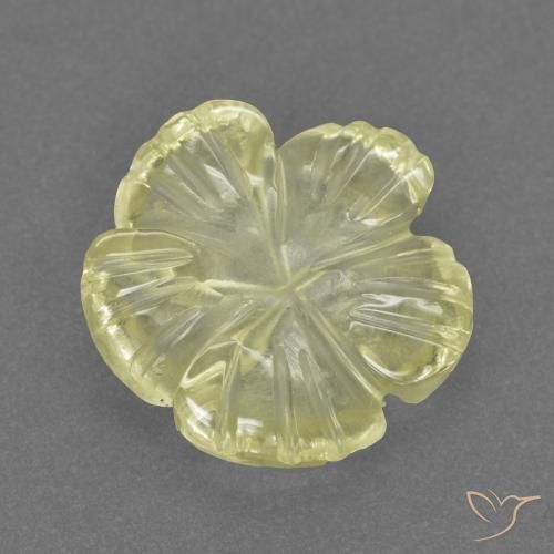 Cuarzo Amarillo claro medio natural de 2.26 ct, Corte Flor, Transparente
