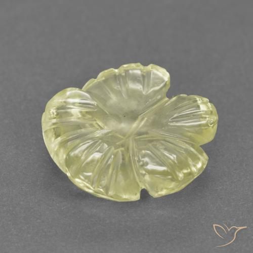 Cuarzo Amarillo claro medio natural de 2.26 ct, Corte Flor, Transparente