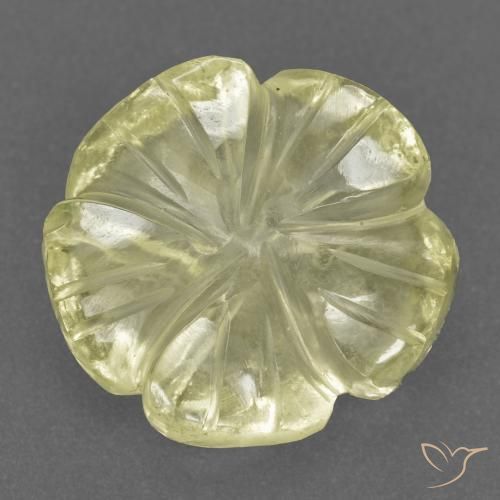 Cuarzo Amarillo limón natural de 3.48 ct, Corte Flor, Transparente