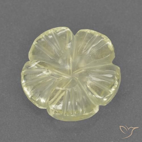 Cuarzo Amarillo limón natural de 2.46 ct, Corte Flor, Transparente