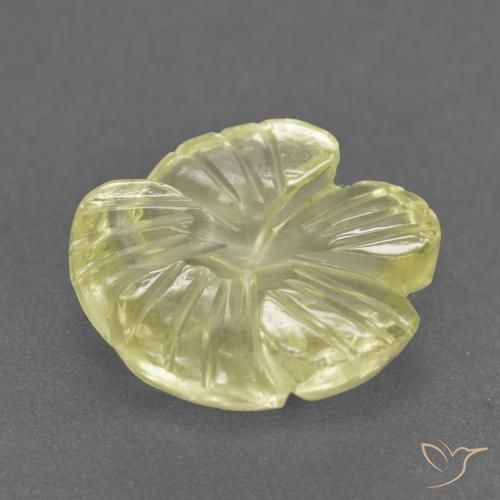 Cuarzo Amarillo claro medio natural de 3.72 ct, Corte Flor, Transparente