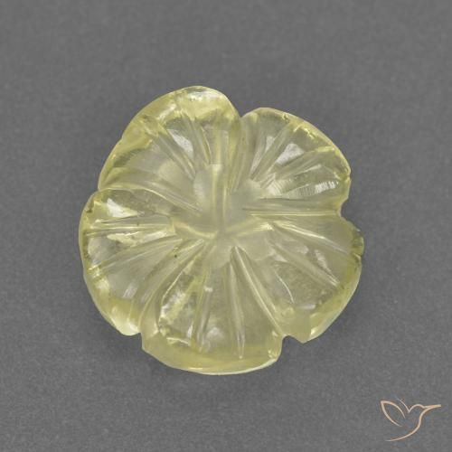 Cuarzo Amarillo claro medio natural de 3.13 ct, Corte Flor, Transparente