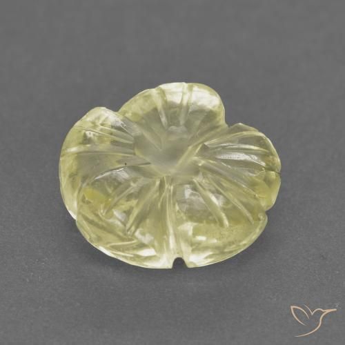 Cuarzo Amarillo claro medio natural de 3.13 ct, Corte Flor, Transparente