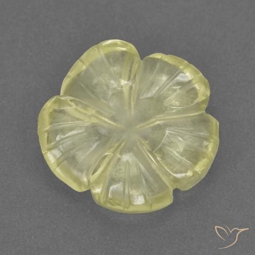 Cuarzo Amarillo claro medio natural de 3.08 ct, Corte Flor, Transparente