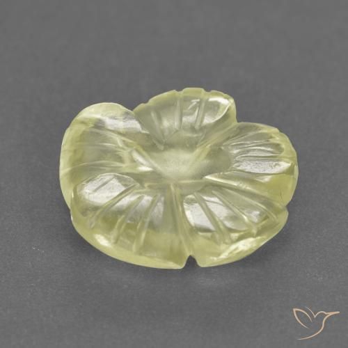 Cuarzo Amarillo claro medio natural de 3.08 ct, Corte Flor, Transparente