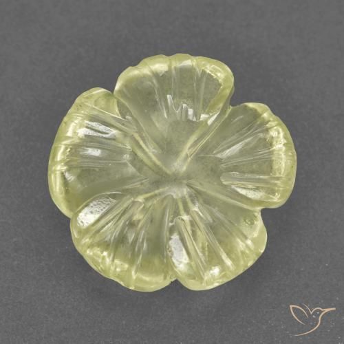 Cuarzo Amarillo claro medio natural de 3.31 ct, Corte Flor, Transparente