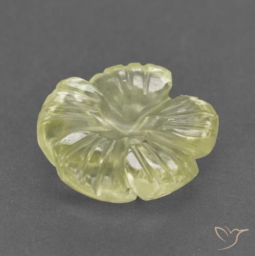 Cuarzo Amarillo claro medio natural de 3.31 ct, Corte Flor, Transparente