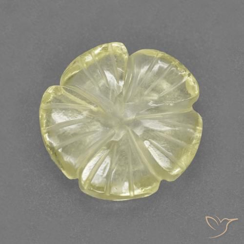 Cuarzo Amarillo limón natural de 3.89 ct, Corte Flor, Transparente
