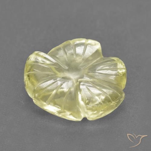 Cuarzo Amarillo limón natural de 3.89 ct, Corte Flor, Transparente