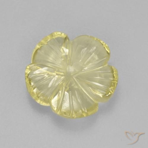 Cuarzo Amarillo claro natural de 2.87 ct, Corte Flor, Transparente
