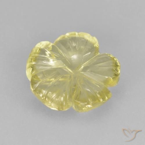 Cuarzo Amarillo claro natural de 2.87 ct, Corte Flor, Transparente