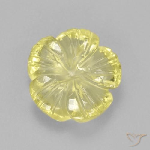 Cuarzo Amarillo claro natural de 3.83 ct, Corte Flor, Transparente