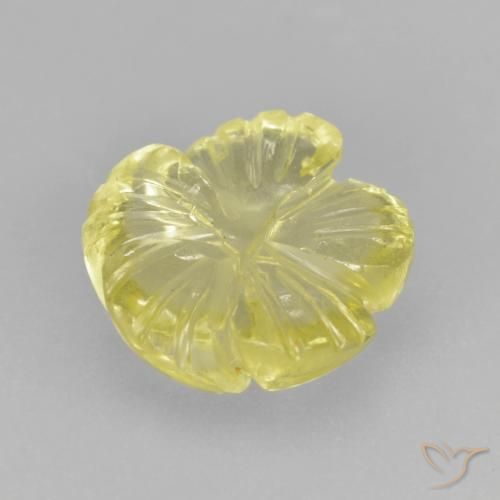 Cuarzo Amarillo claro natural de 3.83 ct, Corte Flor, Transparente