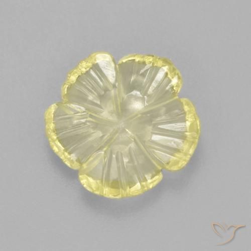 Cuarzo Amarillo claro natural de 1.85 ct, Corte Flor, Transparente