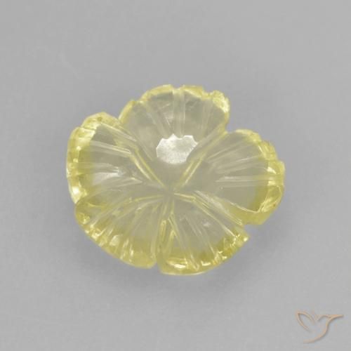Cuarzo Amarillo claro natural de 1.85 ct, Corte Flor, Transparente