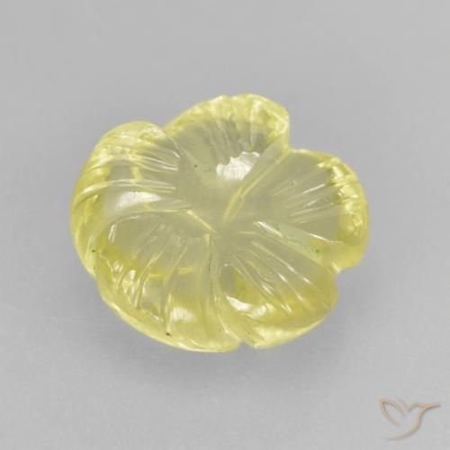 Cuarzo Amarillo claro natural de 3.36 ct, Corte Flor, Transparente
