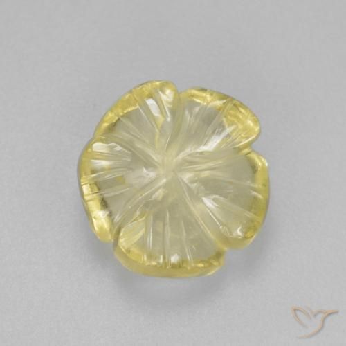 Cuarzo Amarillo claro natural de 2.69 ct, Corte Flor, Transparente