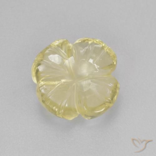 Cuarzo Amarillo verdoso claro natural de 2.31 ct, Corte Flor, Transparente