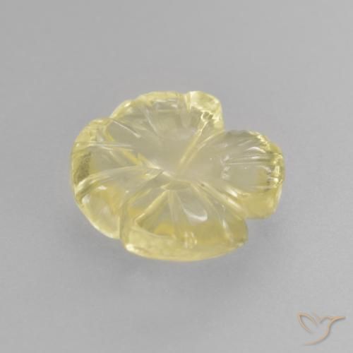 Cuarzo Amarillo verdoso claro natural de 2.31 ct, Corte Flor, Transparente