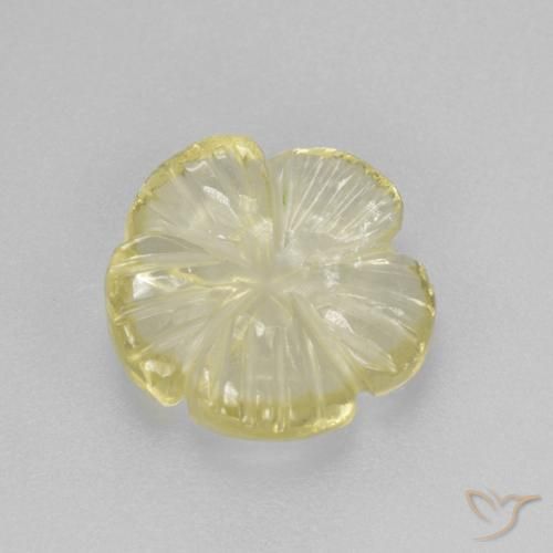 Cuarzo Amarillo pálido natural de 3.12 ct, Corte Flor, Transparente